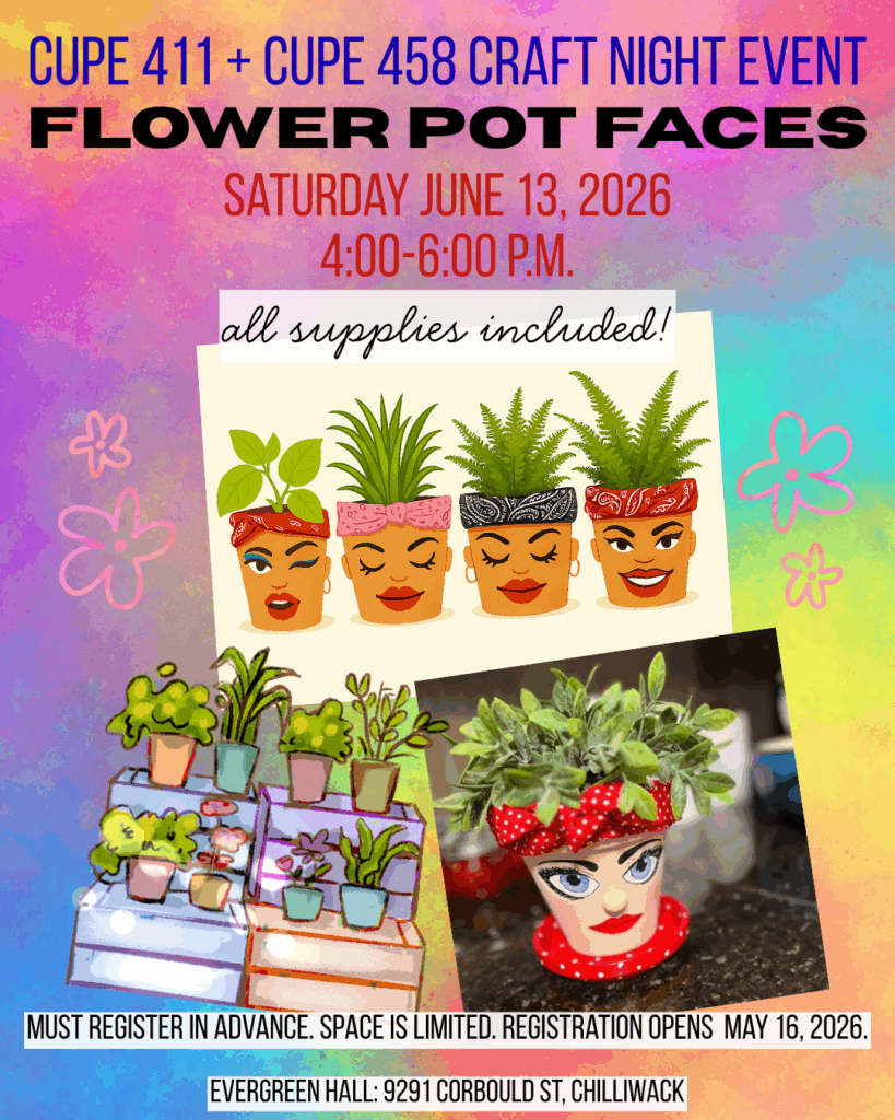CUPE Craft Night - Flower Pot Faces @ Evergreen Hall
